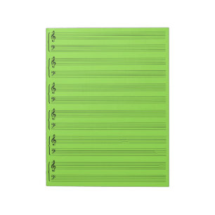 Lime Green Music Sheet Paper Notepad