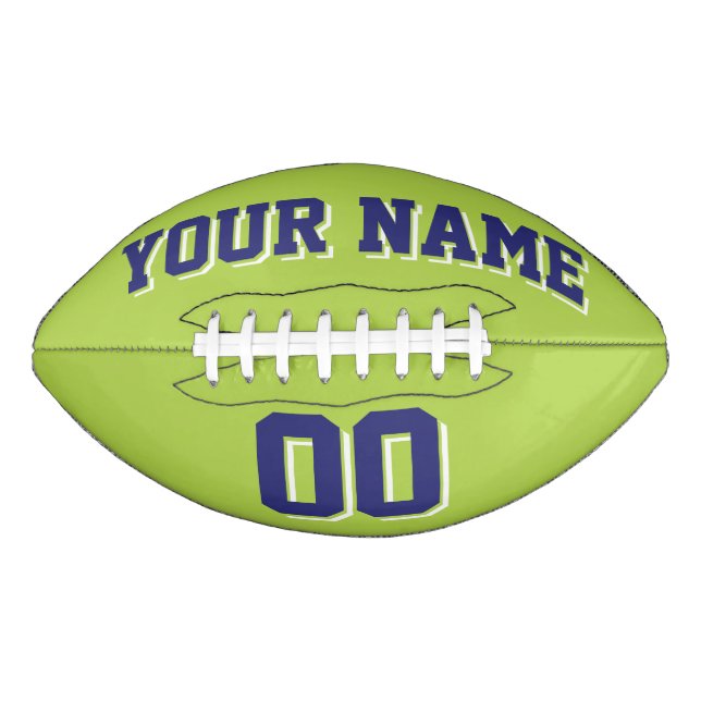 LIME GREEN NAVY AND WHITE Custom Football American Football (Front)