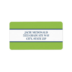 Lime Green Navy Blue Address Labels