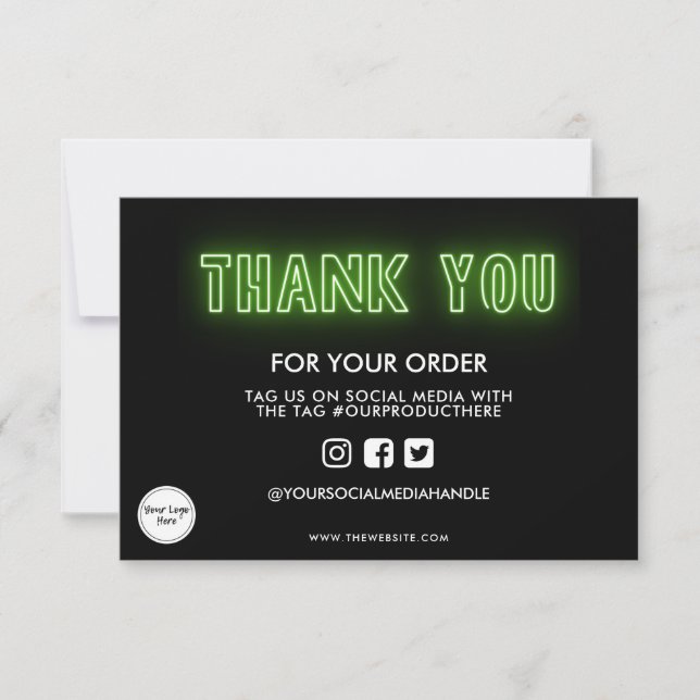 Lime Green Neon Sign Thank you Media Insert (Front)