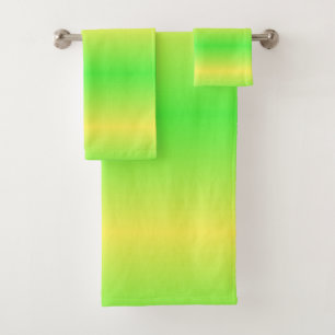 Lime Green ombre stripe Bathroom Towel Set