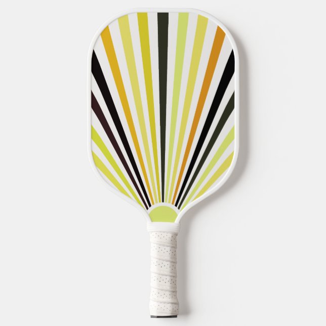 Lime Green orange and black  stripes Pickleball Paddle (Front)