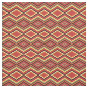 Lime Green Orange Yellow Red Black Ethnic Look Fabric