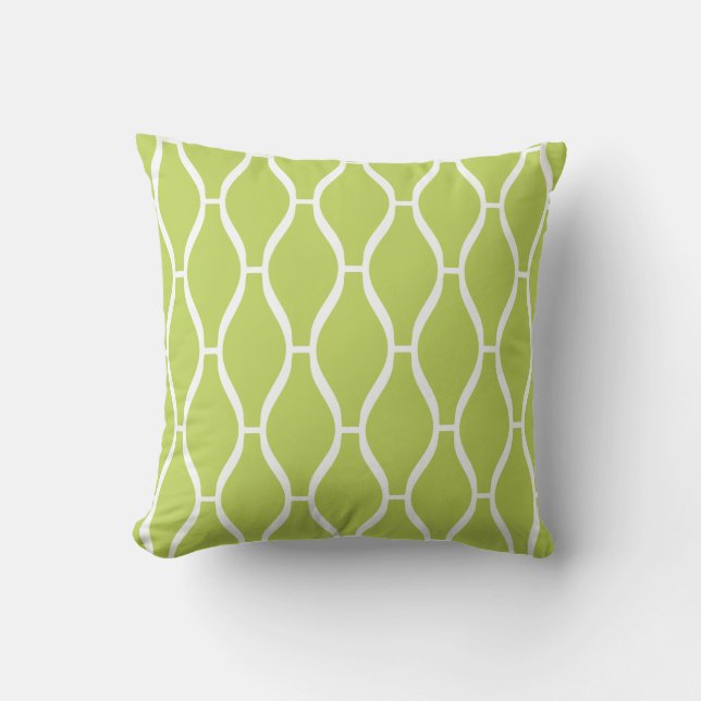 Lime Green Outdoor Pillows - Greek Trellis (Front)