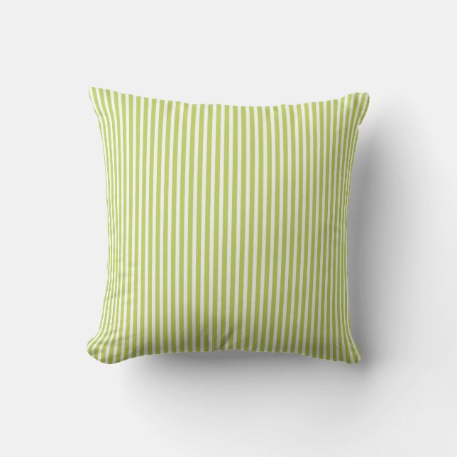 Lime Green Outdoor Pillows - Oxford Stripe (Front)