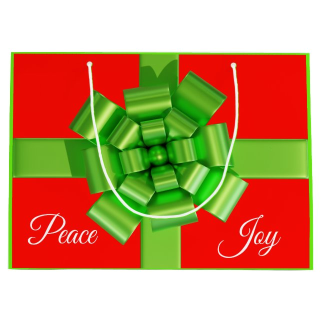 Lime Green Overstuffed Bow Gift Bag (Front)