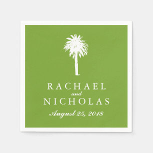 Lime Green Palm Tree Tropics   Wedding Napkin