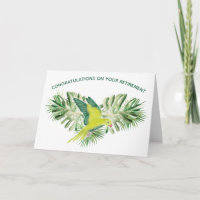 Lime Green Parrot Happy Retirement Greeting