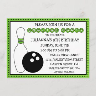 Lime Green Party Down the Lane Bowling Party Invitation