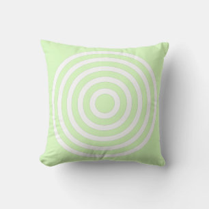 Lime Green Pastel & White Concentric Circles Cushion
