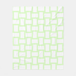 Lime Green Pastel & White Weave Design Fleece Blanket