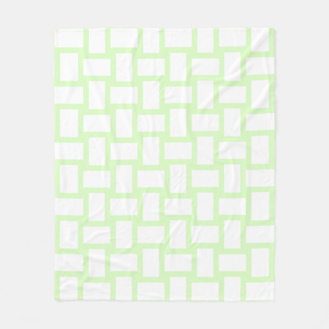 Lime Green Pastel & White Weave Design Fleece Blanket (Front)