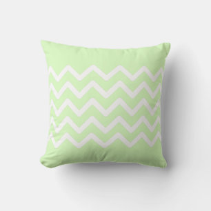 Lime Green Pastel & White Zigzag Pattern Design Cushion