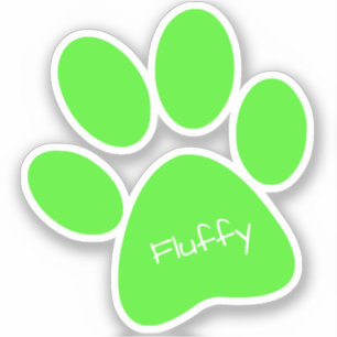 Lime Green Paw Print Custom-Cut Vinyl Sticker