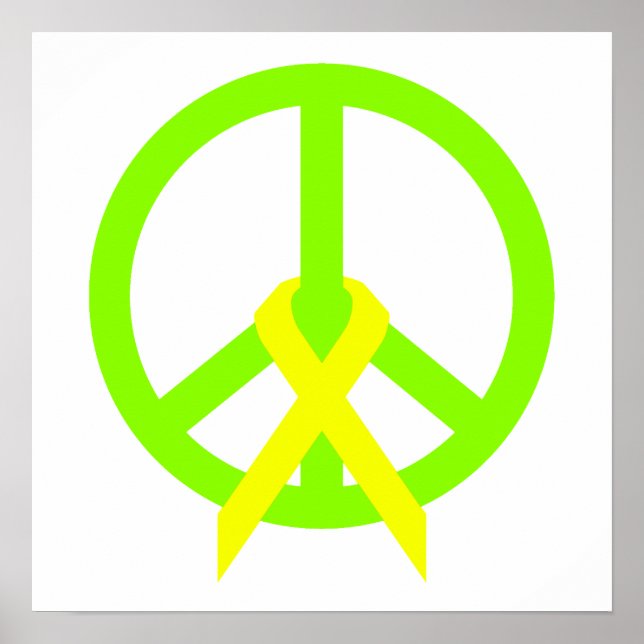 Lime Green Peace & Ribbon Poster (Front)