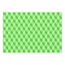 LIME GREEN PEACH AQUA BLUE GEOMETRIC CUBE PATTERNS