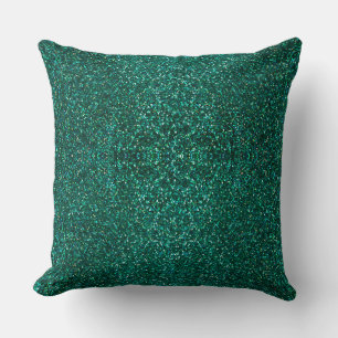 Lime Green Peacock Floral Reversible Glitter  Cushion