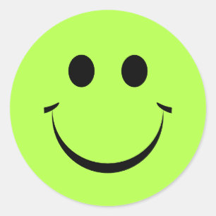 Lime Green Personalised Happy Face Classic Round Sticker