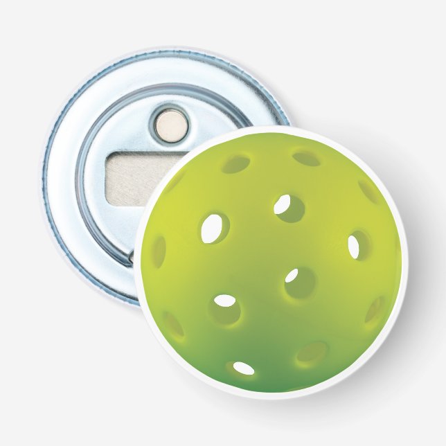 Lime green pickleball bottle opener (Front)
