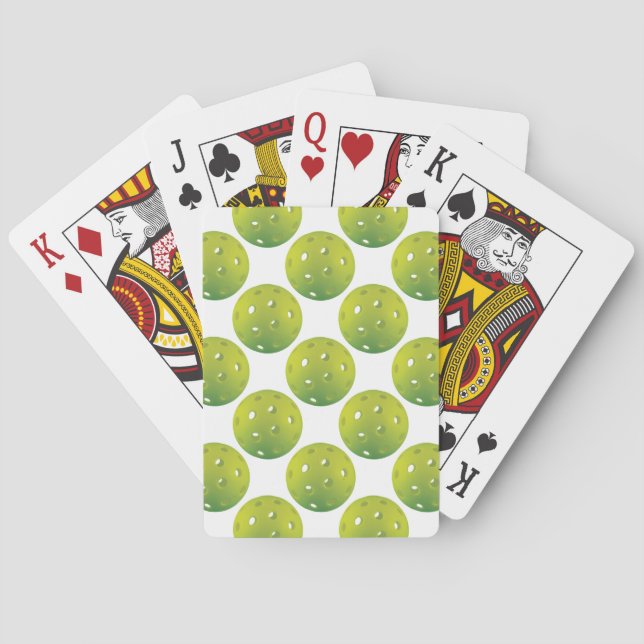 Lime green pickleballs pattern playing cards (Back)