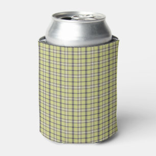 Lime Green Plaid Classic Pattern Retro Can Cooler