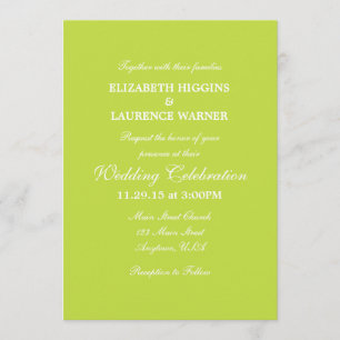Lime Green Plain Simple Wedding Invitation