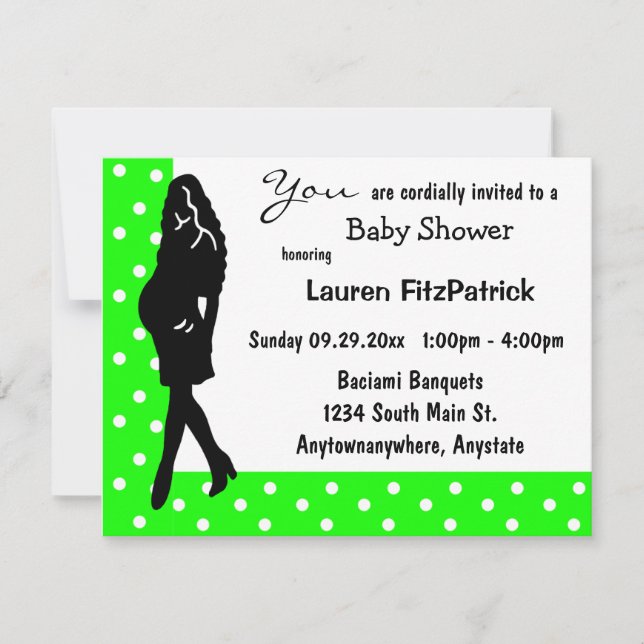 Lime Green Polka Dot Baby Shower Invitation (Front)