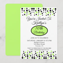 Lime Green Polka Dot Birthday Party Invitation