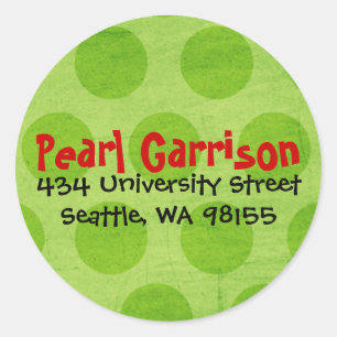 Lime Green Polka Dot Circle Return Address Label