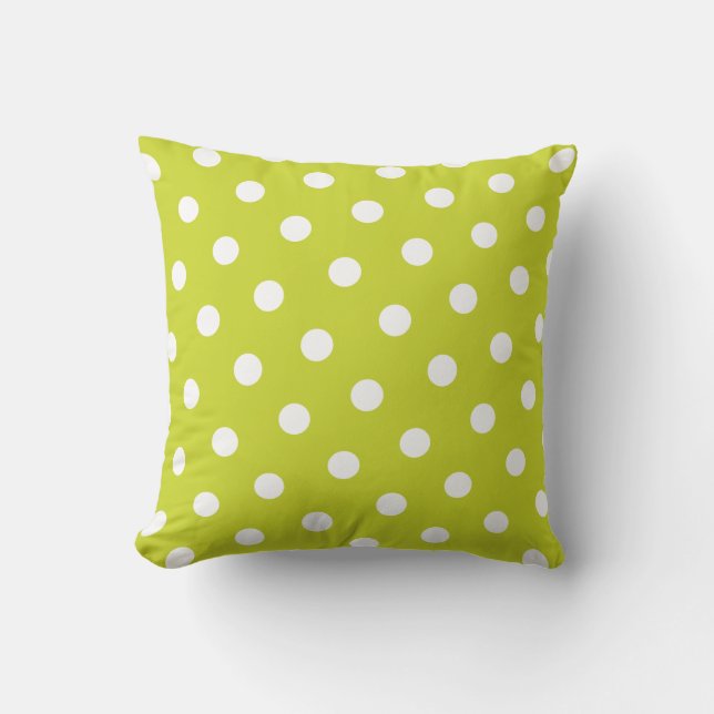 Lime Green Polka Dot Cushion (Front)