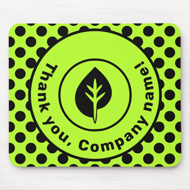 Lime Green Polka Dot Custom Logo & Company Name Mouse Mat (Front)
