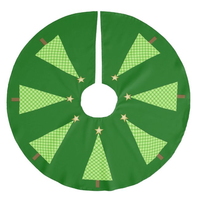 Lime green polka dot modern Christmas tree Brushed Polyester Tree Skirt (Front)