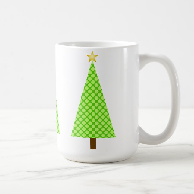 Lime green polka dot modern Christmas tree Coffee Mug (Right)