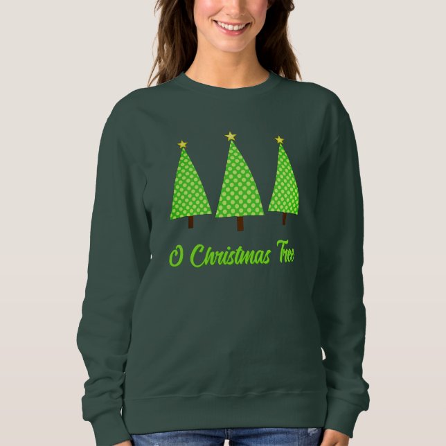 Lime Green Polka Dot Modern Christmas Tree Sweatsh Sweatshirt (Front)