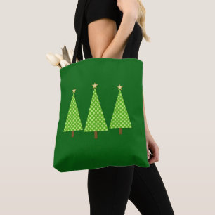 Lime Green Polka Dot Modern Christmas Tree Tote Ba Bag