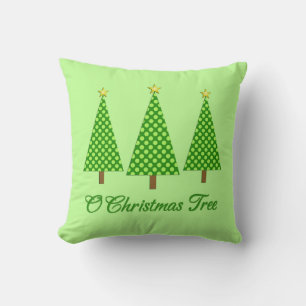 Lime Green Polka Dot Modern Christmas Trees Cushion