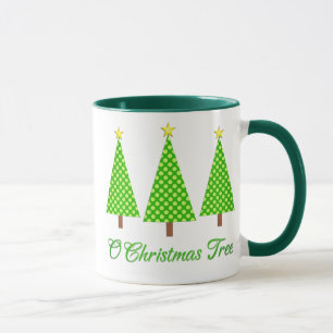Lime Green Polka Dot Modern Christmas Trees Mug