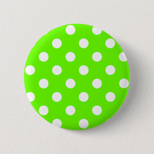 Lime green polka dots nail design for the spring 6 cm round badge