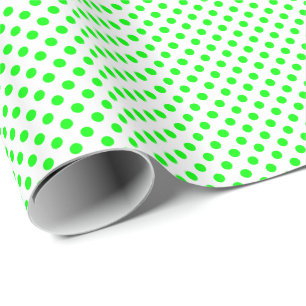 Lime Green Polka Dots on White Wrapping Paper