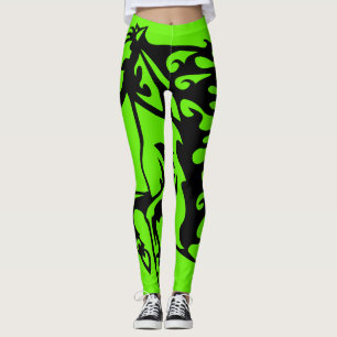Lime Green Pony Horse Stallion Steed Lineart Leggings