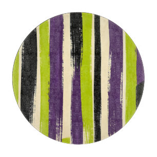 Lime Green Purple Black Bold Brushstroke Vertical Cutting Board
