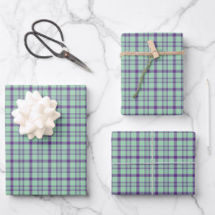Lime Green Purple Plaid Classic Pattern Wrapping Paper Sheet