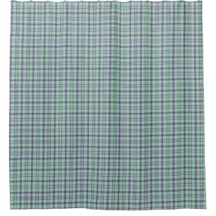 Lime Green Purple Plaid Shower Curtain