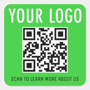 Lime Green QR Code Stickers Company Logo Square
