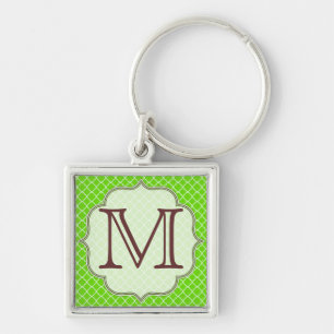 Lime Green Quarterfoil Latti Monogram Key Chain
