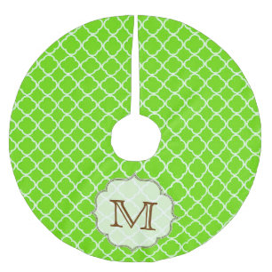 Lime Green Quarterfoil Monogram Initial Tree Skirt