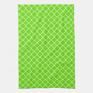 Lime Green Quarterfoil Monogram Kitchen Dish Towel