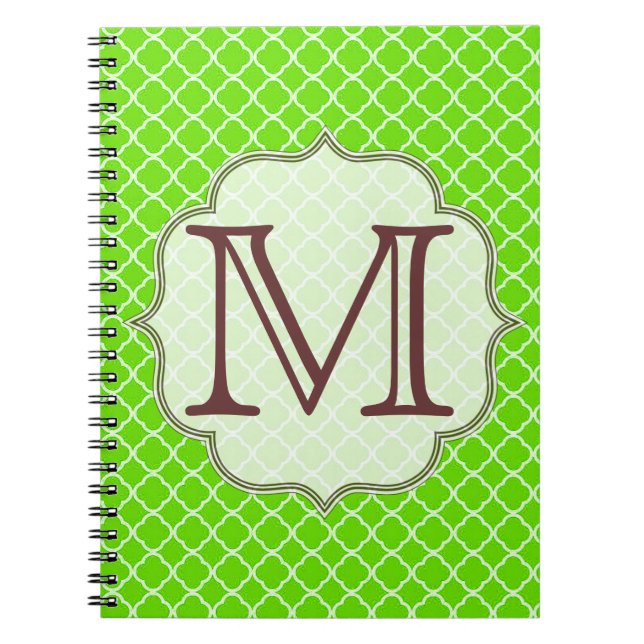 Lime Green Quaterfoil Latti Monogram Note Book (Front)