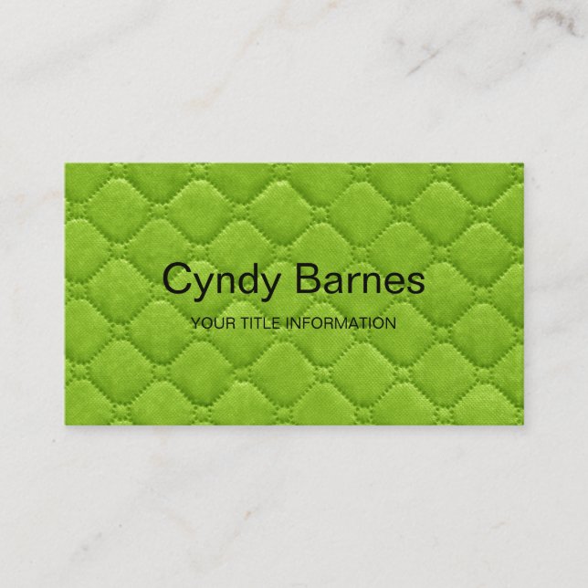 Lime Green Quilted Diamond Look Business Card (Front)