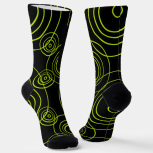 Lime Green Rain Ripples pattern Socks